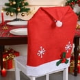 thumbnail image 3 of Dserhfy Christmas Chair Cover Non-Woven Santa Hat Shape Red Xmas Chair Back Covers with Snowflake Pattern for New Year Home Kitchen Dining Room Decor, 3 of 8