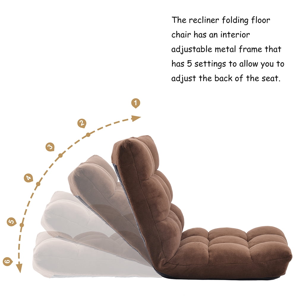 Kepooman Fabric Folding Lazy Sofa Chair, Adjustable Floor Sofa Chair, Lazy Gaming Sofa Chair, Brown Kepooman Fabric Folding Lazy Sofa Chair, Adjustable Floor Sofa Chair, Lazy Gaming Sofa Chair, Brown