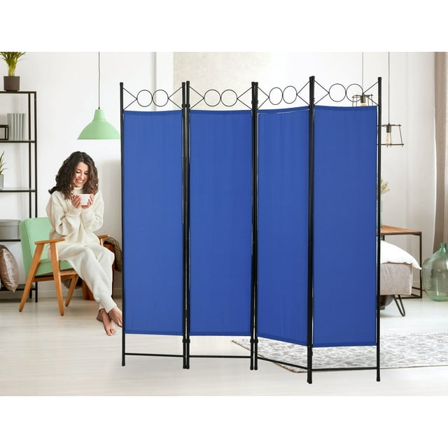 YRLLENSDAN Partition Room Dividers with 4 Panels, Steel Frame Folding