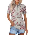 thumbnail image 2 of OIOLOYJM Womens Polo Shirts Casual V-Neck Short Sleeve Floral Print Golf Shirts Summer Dressy Lapel Collar Tops Tennis Loose Fit Activewear M, 2 of 5