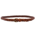thumbnail image 2 of Women's 7/8"(21mm) Braided Woven skinny Narrow Cowhide Top Full Grain Solid Leather Belt, 2 of 3