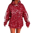thumbnail image 2 of Glitter Sparkle Football Hoodies for Women Fall Winter Casual Sequins Hooded Sweatshirt with Pockets Y2K Pullover Tops, 2 of 5