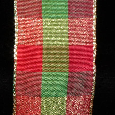 The Ribbon People Red and Green Checkered Wire Craft Ribbon 1.5" x 27 Yards