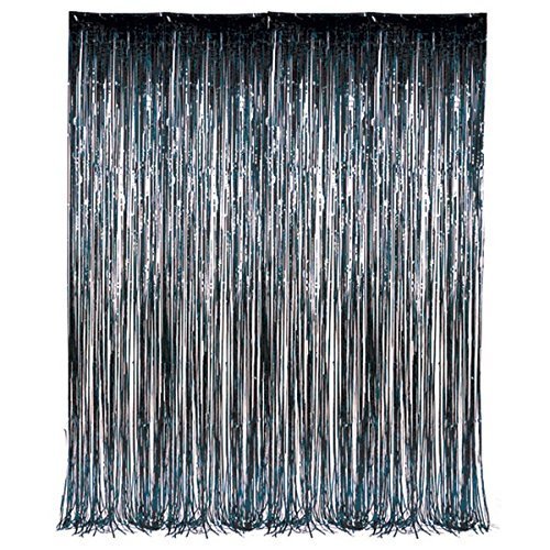 Black Foil Fringe Curtain 1 Pack 3’ X 8’ Metallic Panels For Party’s
