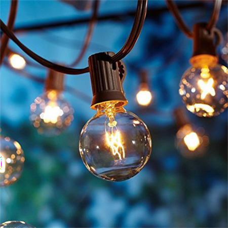 25Ft G40 Globe String Lights with Clear Bulbs,UL listed Backyard Patio Lights,Hanging Indoor/Outdoor String Lights for Bistro Pergola Deckyard Tents...