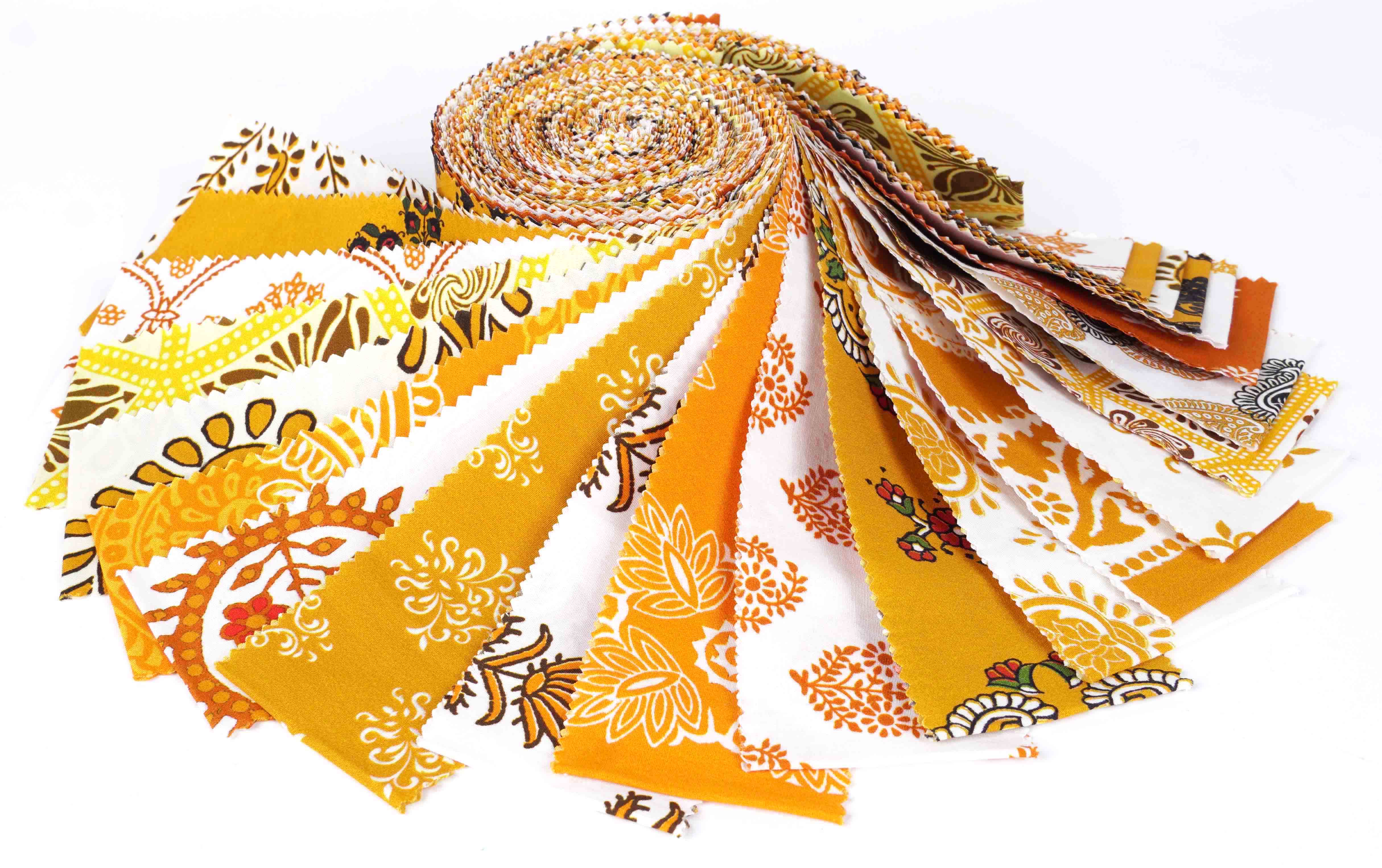 Soimoi 40Pcs Paisleys Print Cotton Precut Fabrics For Quilting Craft Strips 2.5 inches Jelly Roll - Orange