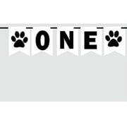 Baby First (1st) Birthday Baby Black and White Paw Print Party Theme Picture Backdrop/HIgh Chair/Wall Decoration Banner