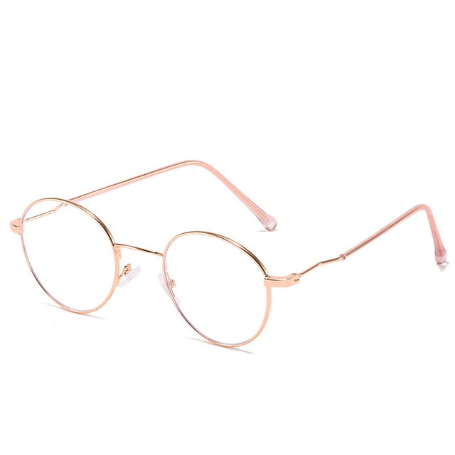 CAROOTU Metal Round Frame Blue Light Color Changing Flat Glasses Fashion Simple