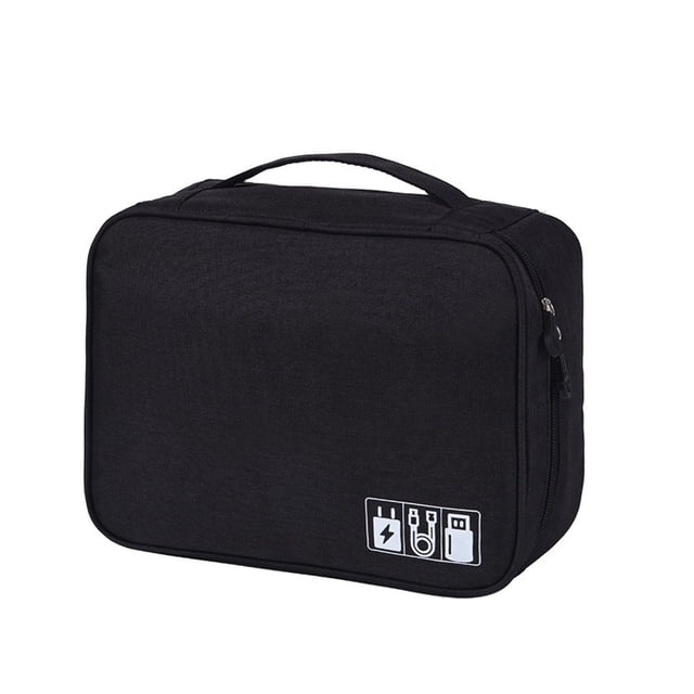 Bolsa electrónica para hombre, de poliéster, con varios compartimentos, con cremallera, organizador de cables grande, accesorios de gestión de Almacenamiento y organización del hogar Negro Toystoory HA067492-02