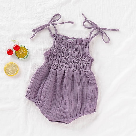 EGNMCR Baby Boy Rompers Newborn Baby Toddler Girls Jumpsuit Double-layer Cotton Crepe Lace-up One-piece Romper Kid Rompers