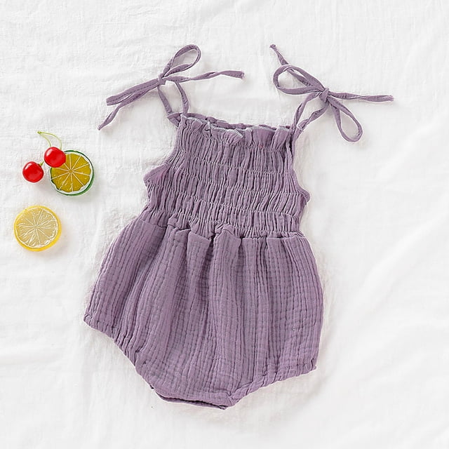 EGNMCR Baby Boy Rompers Newborn Baby Toddler Girls Jumpsuit Double-layer Cotton Crepe Lace-up One-piece Romper Kid Rompers
