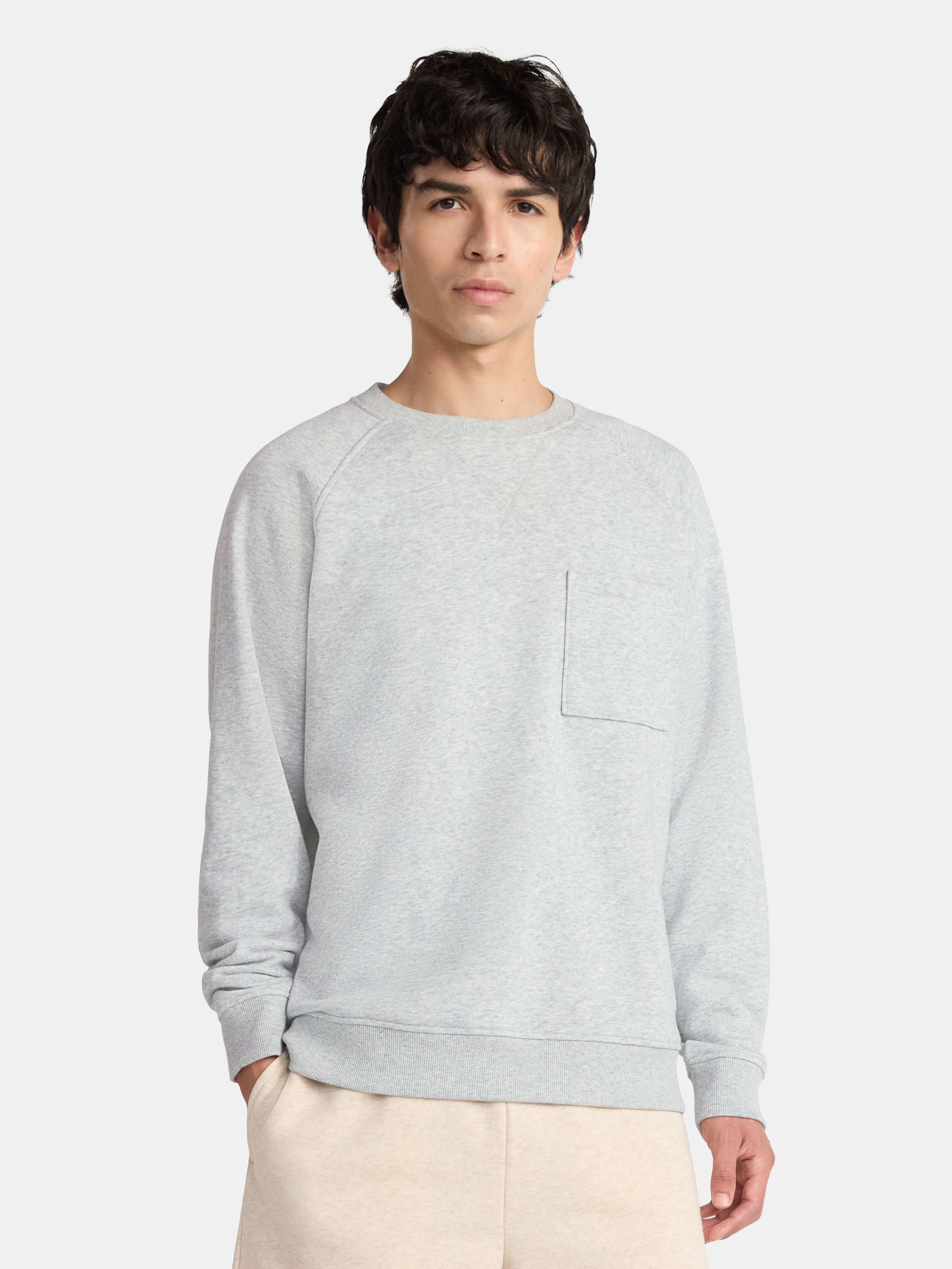 No Boundaries Crewneck Sweatshirt with Long Sleeves, Men's & Big Men's
