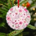 thumbnail image 4 of Christmas Ornament Pretty Pink Wild Flower Round Shaped Glass Ornament Vintage Floral Appreciation Gifts Ornaments for Xmas Tree, 4 of 8