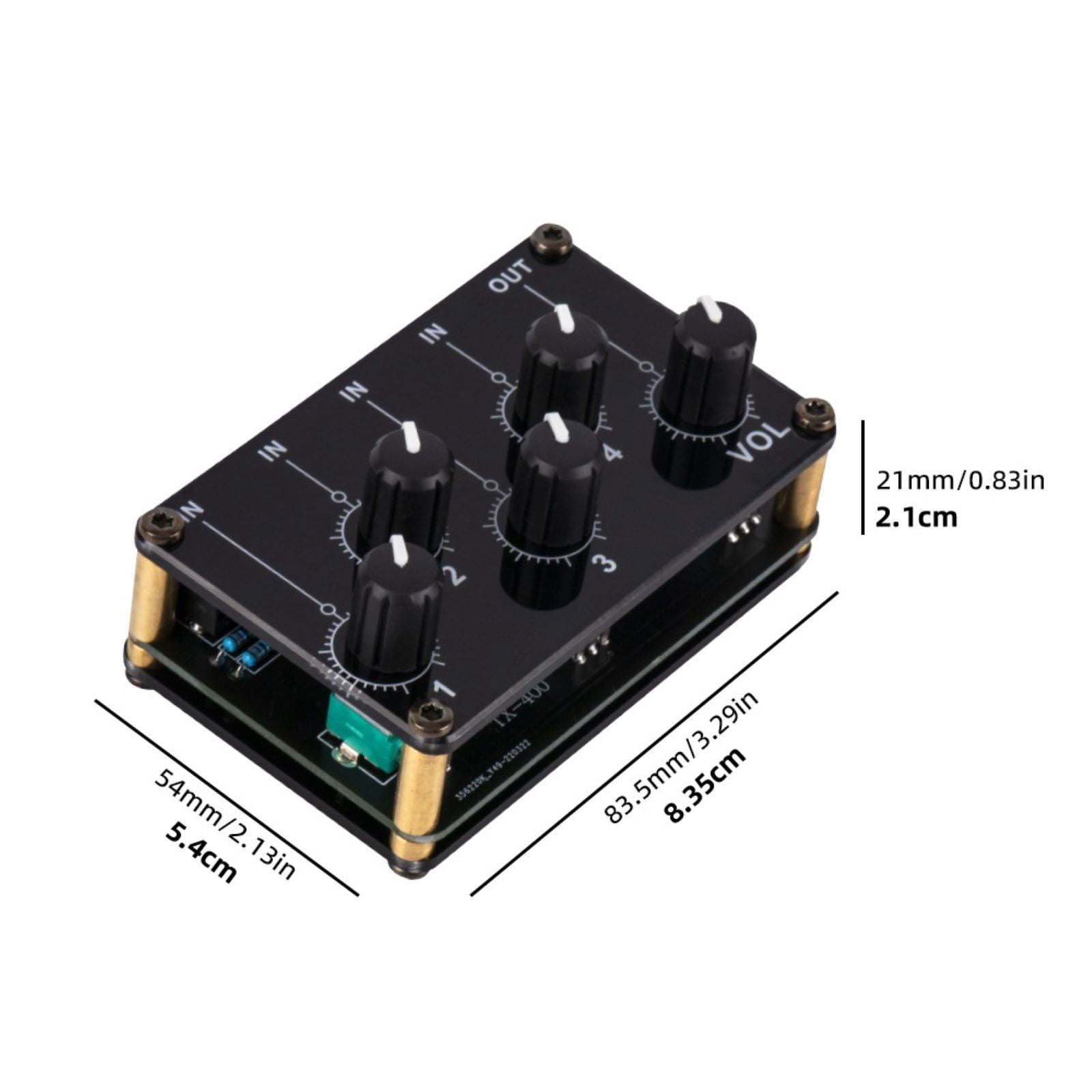 NATEFEMIN Passive Audio Mixer Portable 4 Channel 3.5mm Stereo Line Volume Controls Recording Low Noise Compact