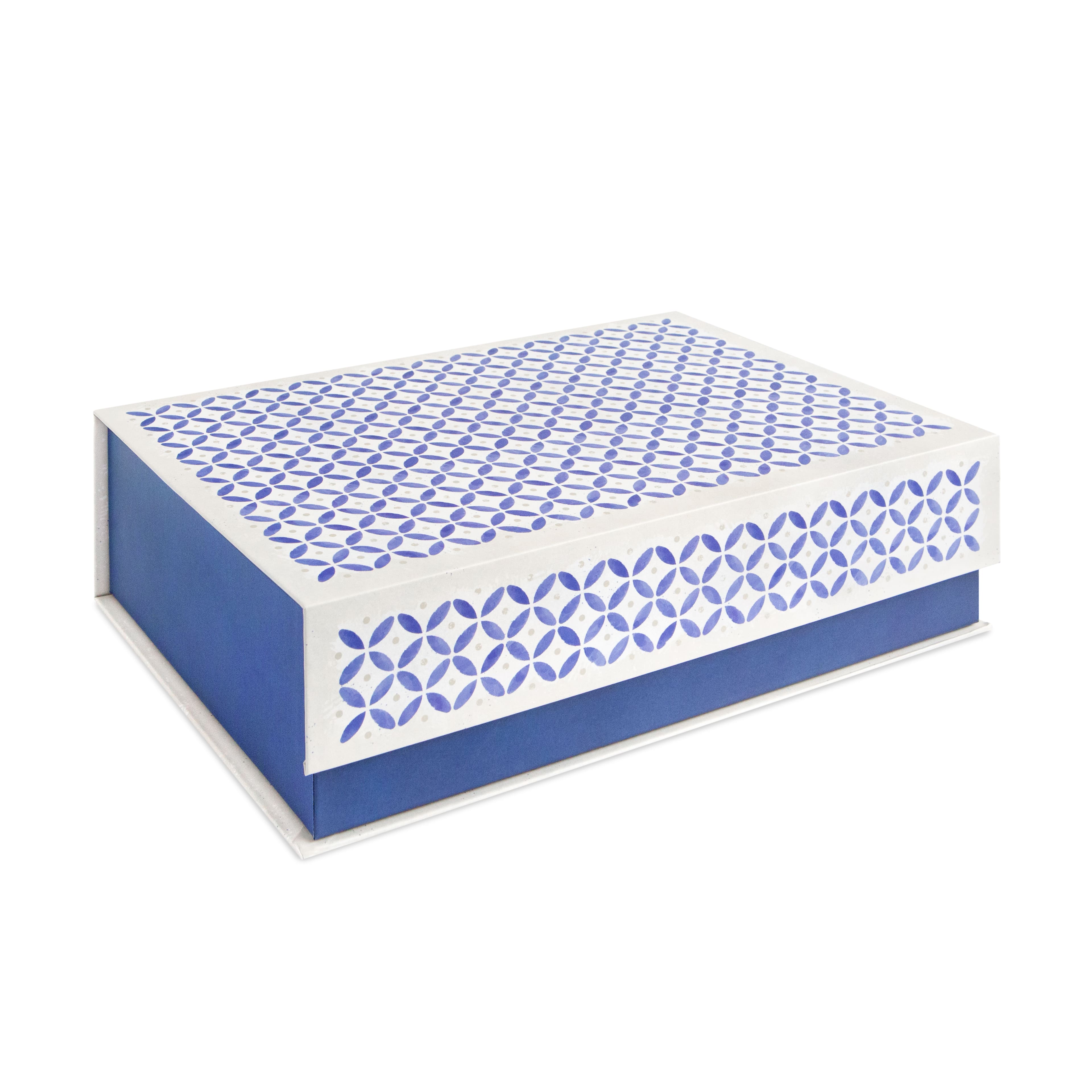 MICHAELS Medium Blue Tile Decorative Box with Tab Closure by Ashland