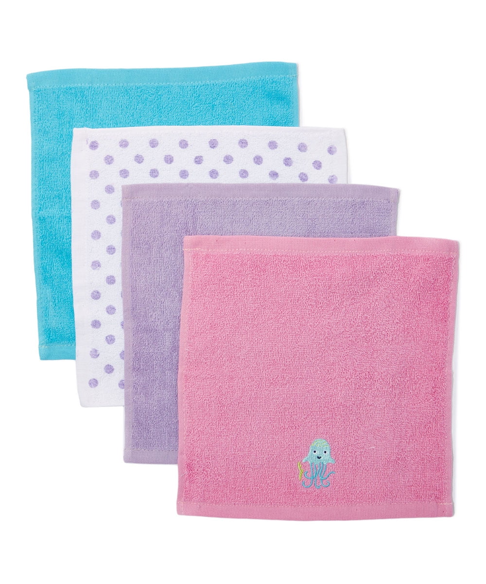 Spasilk Cotton 4 Pack Woven Washcloths