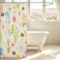 thumbnail image 3 of Erosebridal Watercolor Ladybug Shower Curtain 72Wx84L,Rustic Flowers Bathroom Shower Curtain,Cream Green, 3 of 5