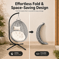 thumbnail image 6 of ROSUIS Foldable Hanging Egg Chair with Stand, HDPE Rattan Wicker Swing Chair with Cushion, Outdoor Egg Chair for Patio Balcony Bedroom, Heavy Duty 350 Lbs Capacity, 6 of 10