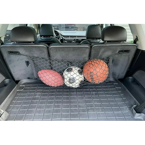 EACCESSORIES EA Rear Trunk Organizer Cargo Net for Audi Q7 2017-2023 – Envelope Style Cargo Net for SUV – Premium Mesh Elastic Car Trunk Organizer Vehicle Carrier Storage – Compatible with Audi Q7