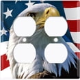 thumbnail image 2 of Metal Light Switch Plate Outlet Cover (Patriot Eagle Flag - Double Duplex), 2 of 2