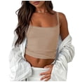 thumbnail image 3 of Women'S Spaghetti Strap Top Basic Sleeveless Crop Tank Top Apricot XL, 3 of 9