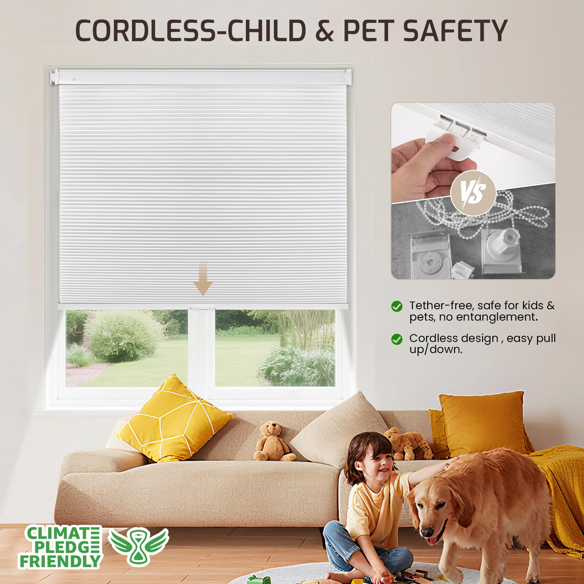 No Drill Tools Cordless Cellular Shades Blackout Honeycomb Blinds For Indoor Windows Uv Protection Privacy Home Door Customer Customization