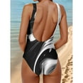 thumbnail image 3 of Maillot de Bain une Pièce Monokini pour Femmes, Dos Ouvert, Taille Haute, Dégradé, Col Rond, Mode Sportive, 3 of 5