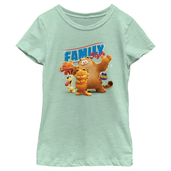 Girl's The Garfield Movie Family Style  Graphic Tee Mint Large
