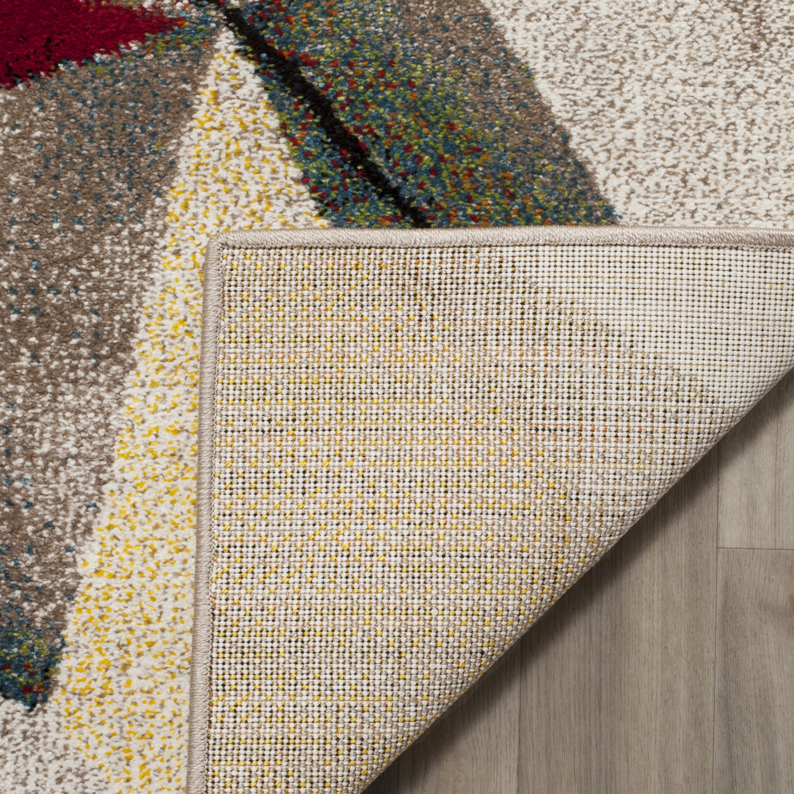 SAFAVIEH Porcello Karenza Geometric Area Rug, Light Grey/Orange, 8' x 8' Round