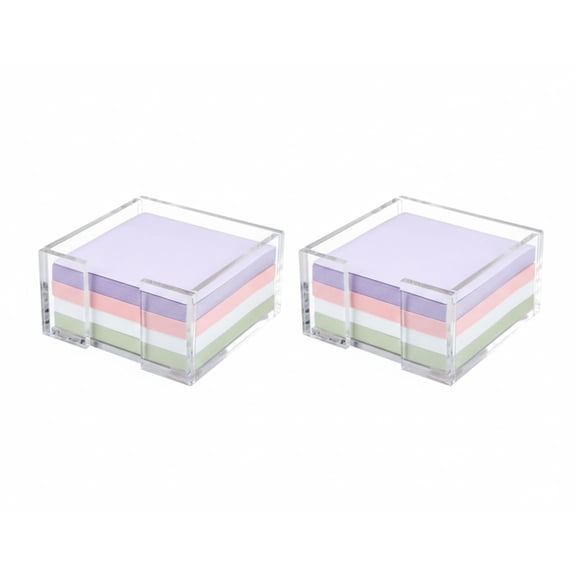 2Pack Crystal Clear Acrylic Sticky Note Holder – 3x3 Notepad Dispenser | Sleek Clear Storage for Colored Sticky Notes, Practical Desktop Organizer for Dorm Room & Office Desk