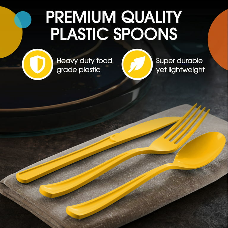 Vintage EKCO Yellow Nylon Plastic Serving Utensils Fork Spoon Ladle Set of  5 USA
