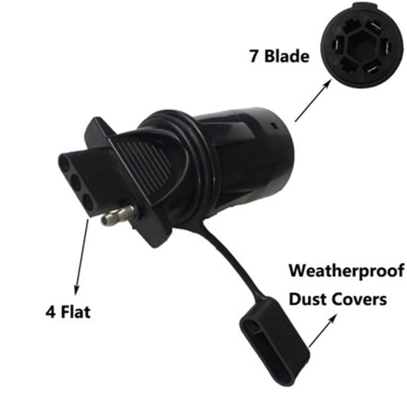Yassdwbn Trailer Camper 7 Way to 4 Way Plug Adapter 7 Pin Round to 4 Pin Flat Blade