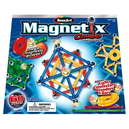 Magnetix Combo Set: Connectors, Extenders and Lights - 60-Pieces