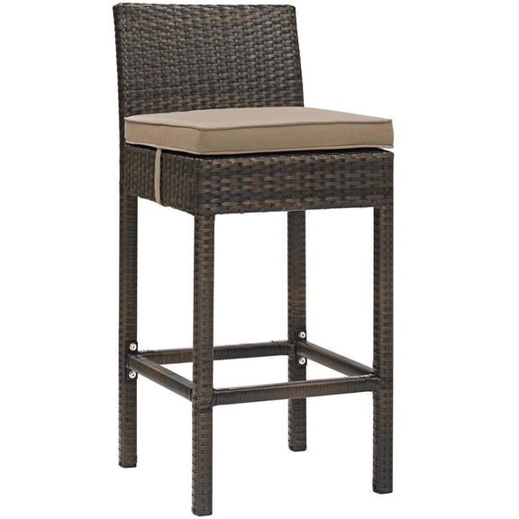 Modway Conduit Outdoor Patio Wicker Rattan Bar Stool in Brown Mocha