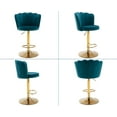 thumbnail image 2 of Guyou Swivel Adjustable Bar Stools Set of 2, Velvet Counter Height Barstools with Petal Back and Gold Footrest, Modern Counter Bar Height Stool Chairs for Kitchen Island Bar Cafe, Teal, 2 of 5