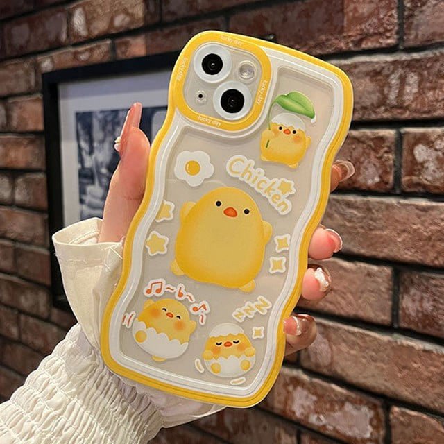 3D Chicken Peach Decompression Toys Ring Strap Holder Wave Phone Case For iphone 15 14 X XR XS 1113 Pro Max 12 Pro 7 8 Plus Gift