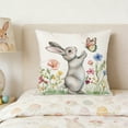 thumbnail image 6 of Easter Bunny Carrots Throw Pillow Covers 18X18 Inches Spring Colorful Floral Green Leaves Pillowcase Soft Cotton Linen Square Spring Cushion Covers for Home Sofa Bedroom, 6 of 6