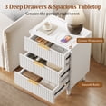 thumbnail image 7 of Aufeile Nightstand with Charging Station, 3 Drawer Nightstand for Bedroom, Fluted Bedside Table with USB Ports, Modern Wood Bedroom Side Table with Drawers, White, 7 of 7
