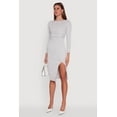 thumbnail image 3 of Womens Marled Boat Neck Ruched Side Slit Midi Dress, 3 of 4