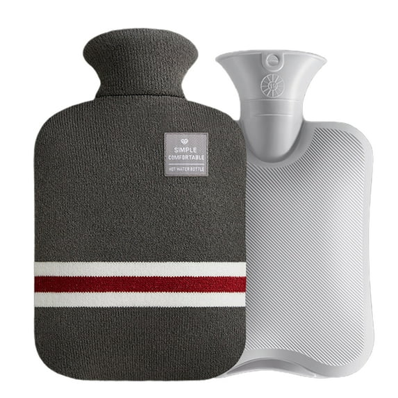 1000ml/2000ml Hand Warmer Bag Good Sealing Water-filling High Temperature Resistant with Knitted Cloth Cover Long-lasting Warm Belly Hands Refillable Transparent Classic PVC Hot Water Bottle