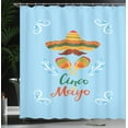thumbnail image 3 of Ambesonne Cinco de Mayo Shower Curtain, Maracas and Sombrero, 69"Wx75"L, Baby Blue Multicolor, 3 of 4