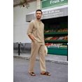 thumbnail image 5 of COOFANDY Men's 2 Piece Linen Sets Casual Beach Guayabera Outfit Long Sleeve Henley Shirt and Yoga Pants With Pockets, 5 of 10