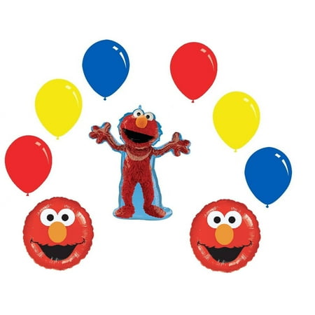 Sesame Street Elmo Character Jumbo Mylar Foil Balloon Set 9 Piece Set Birthday Party Supplies