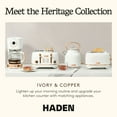 thumbnail image 5 of Haden Heritage 2 Slice Wide Slot Stainless Steel Toaster, Ivory & Copper, 5 of 9