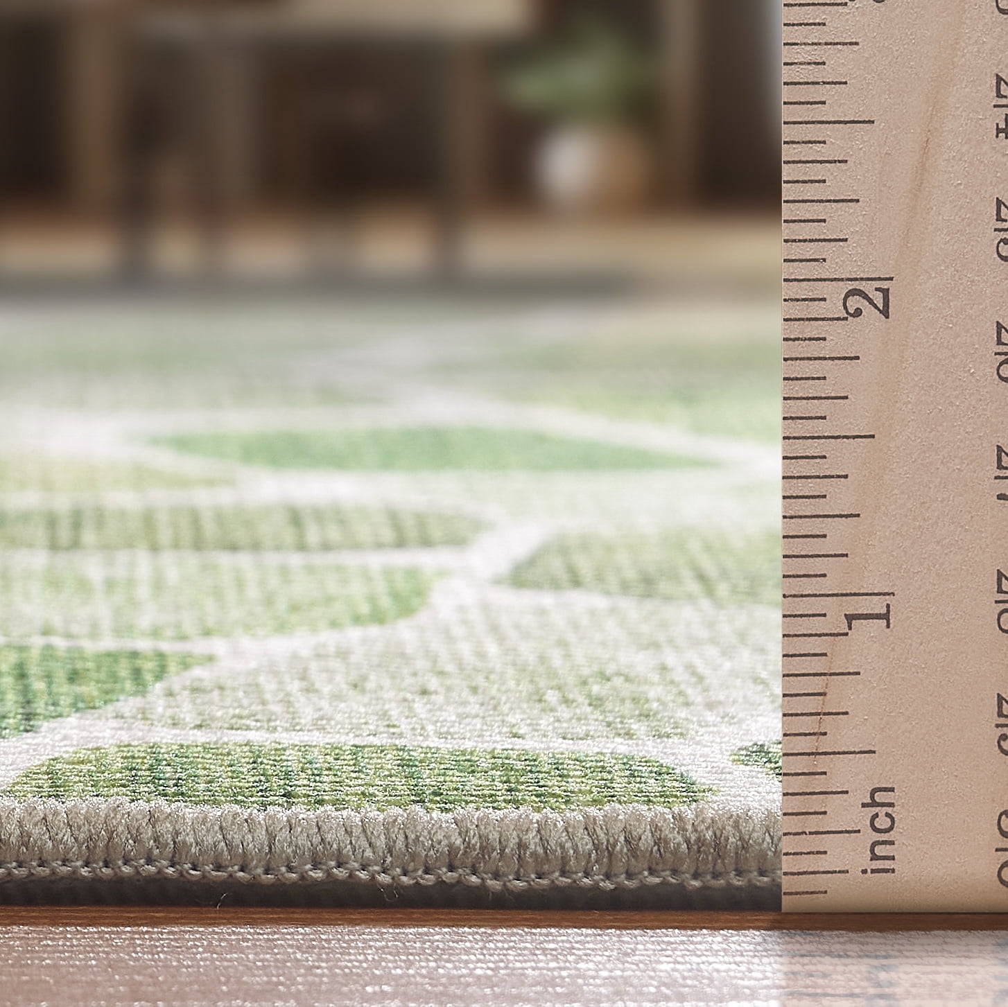 ReaLife Machine Washable Indoor Outdoor - Mat Rug Foldable Printed Thin Lightweight Cushioned Fade Resistant Patio Deck Dock Porch Pool Balcony Camping - Emery - Green 5' x 7'