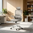 thumbnail image 1 of Silla de Oficina , Ergonómica, con Soporte Lumbar, Altura Ajustable, Reposabrazos, Mecanismo de Inclinación, Cojín de Asiento Grueso, Malla Premium, Soporta 150kgs (Gris), 1 of 7