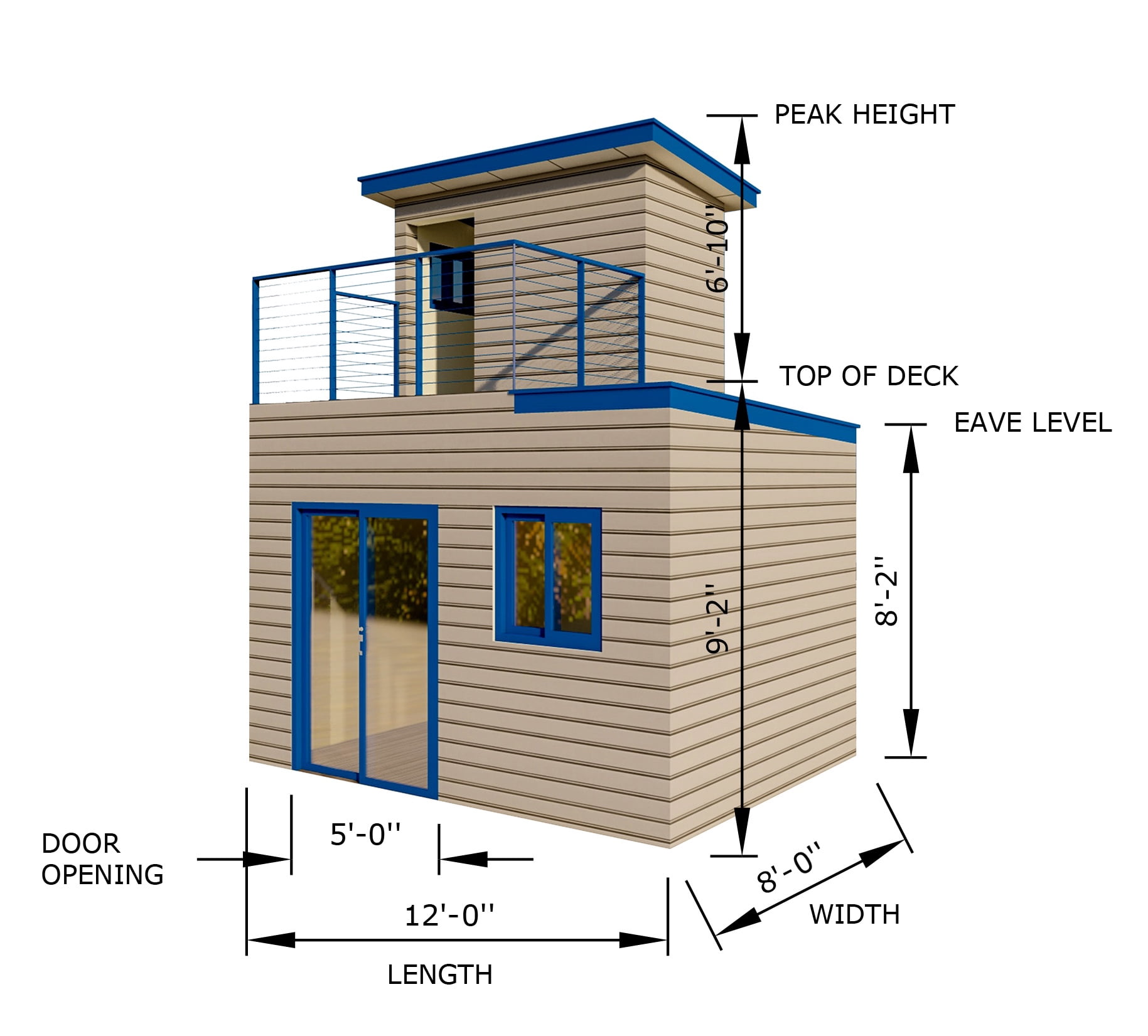 Well Done 1 Home Kits Small Spaces - Ocean View - Assembled Size 12'W x 8'D x 16'H