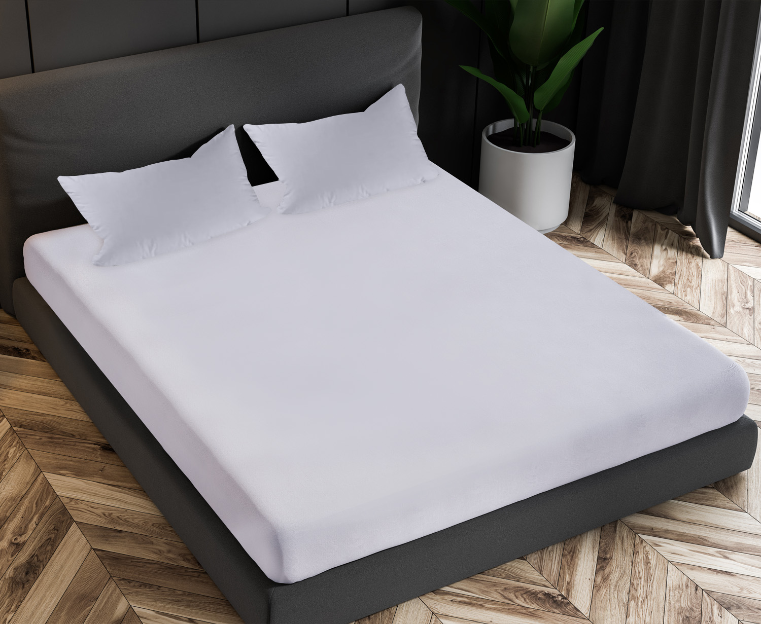 Microfiber Fitted Bed Sheet (Queen, White) Wrinkle, Fade and Stain