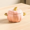 thumbnail image 5 of Pumpkin-Shaped Soup Tureen With Lid, Ceramic Serving Bowl, Fall Thanksgiving Dinnerware & Halloween Table Centerpiece Decor (Pink 20X12cm), 5 of 5