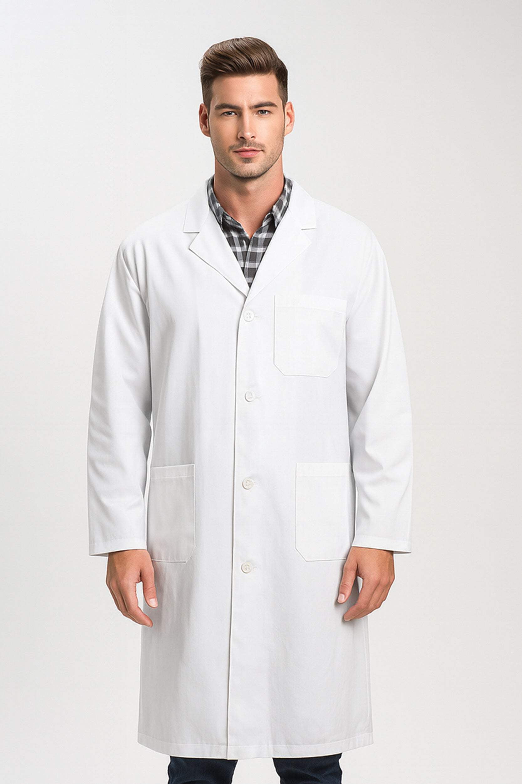 DR Unifroms® Unisex Collarless Lab Coat, White Medical Coat (60